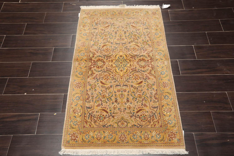2'7" x 4'4" Hand Knotted 100% Wool Pak Persian 250 KPSI Oriental Area Rug Tan