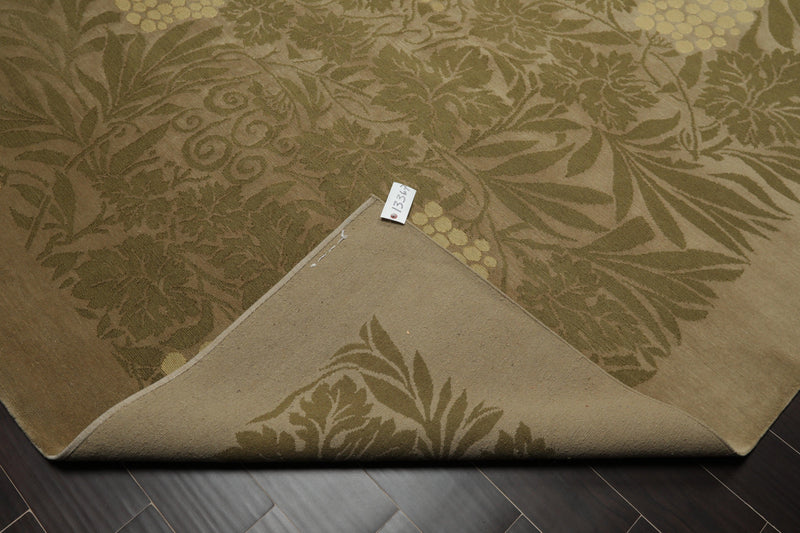 8'1" x 10' Hand Knotted Transitional Wool & Silk Tibetan Oriental Area Rug Moss