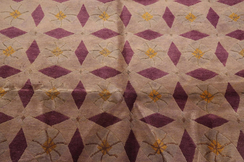 8' x 10' Hand Knotted Antique finish Wool Tibetan Oriental Area Rug Gray