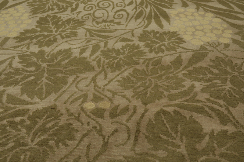 8'1" x 10' Hand Knotted Transitional Wool & Silk Tibetan Oriental Area Rug Moss