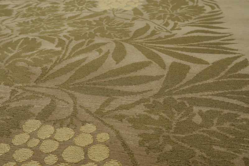 8'1" x 10' Hand Knotted Transitional Wool & Silk Tibetan Oriental Area Rug Moss