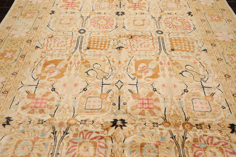 7'10''x9'11'' Hand Knotted 100% Wool Agra Silky Sheen Traditional Oriental Area Rug Beige, Tan Color