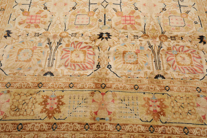 7'10''x9'11'' Hand Knotted 100% Wool Agra Silky Sheen Traditional Oriental Area Rug Beige, Tan Color