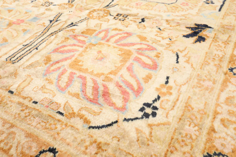 7'10''x9'11'' Hand Knotted 100% Wool Agra Silky Sheen Traditional Oriental Area Rug Beige, Tan Color