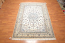 6'10" x 10’ Hand Knotted Auth. Nain Medallion Wool Silk Oriental Area Rug Ivory
