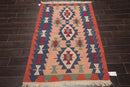 3'9" x 5'6" Hand Woven 100% Wool Southwestern Turkish Kilim Area Rug Rose