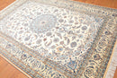 6'10" x 10’ Hand Knotted Auth. Nain Medallion Wool Silk Oriental Area Rug Ivory