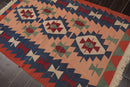 3'9" x 5'6" Hand Woven 100% Wool Southwestern Turkish Kilim Area Rug Rose