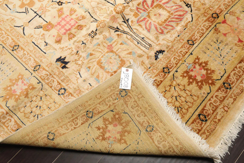 7'10''x9'11'' Hand Knotted 100% Wool Agra Silky Sheen Traditional Oriental Area Rug Beige, Tan Color