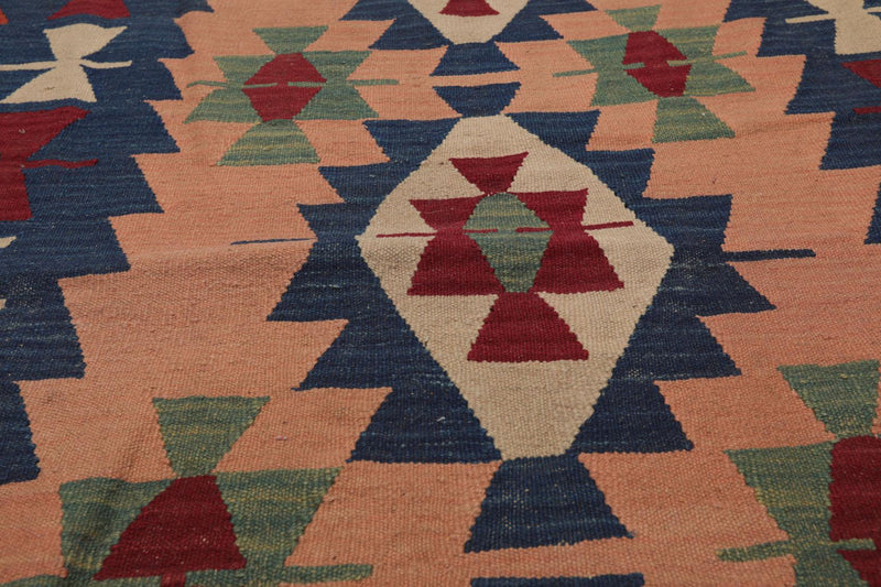 3'9" x 5'6" Hand Woven 100% Wool Southwestern Turkish Kilim Area Rug Rose