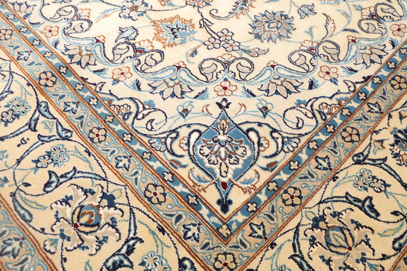 6'10" x 10’ Hand Knotted Auth. Nain Medallion Wool Silk Oriental Area Rug Ivory