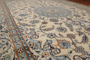 6'10" x 10’ Hand Knotted Auth. Nain Medallion Wool Silk Oriental Area Rug Ivory