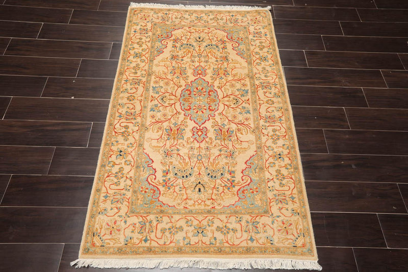 3'3" x 5'2" Hand Knotted 100% Wool Pak Persian 250 KPSI Oriental Area Rug Tan