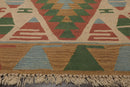 3'9" x 5'2" Hand Woven 100% Wool Southwestern Turkish Kilim Area Rug Beige