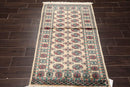 3'2" x 4'11” Hand Knotted Wool Bokhara with Silky Sheen Oriental Area Rug Beige