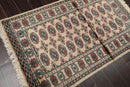 3'2" x 4'11” Hand Knotted Wool Bokhara with Silky Sheen Oriental Area Rug Beige