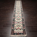 2'7" x 16' Runner Hand Knotted 100% Wool Traditional Oriental Area Rug Cream