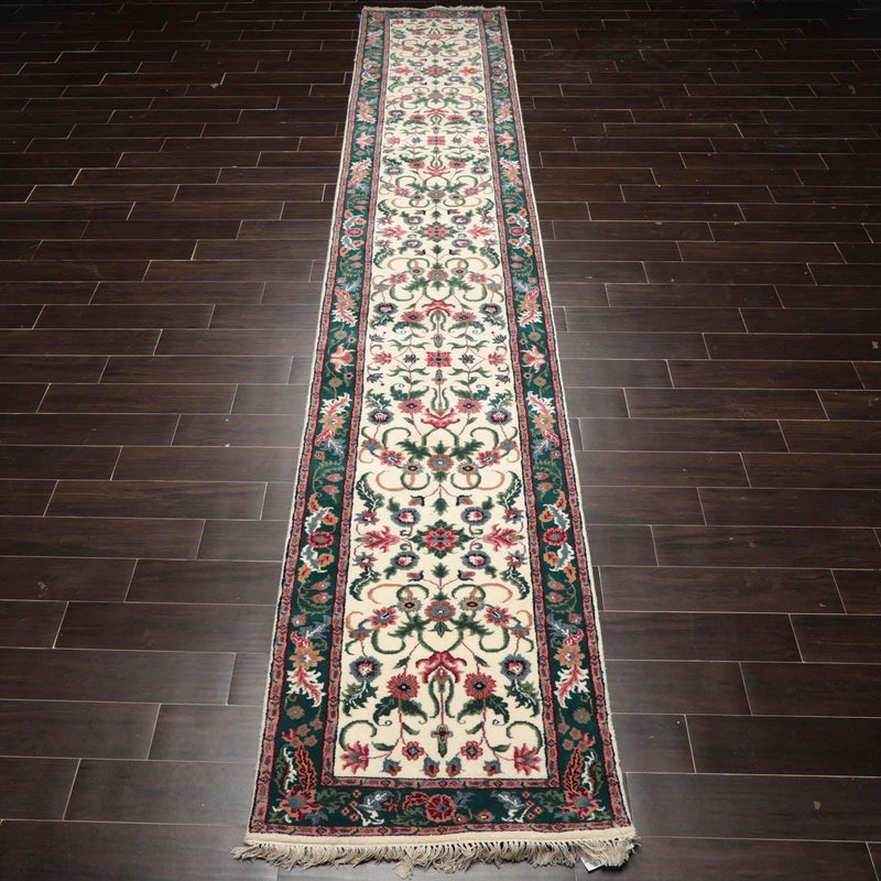 2'7" x 16' Runner Hand Knotted 100% Wool Traditional Oriental Area Rug Cream