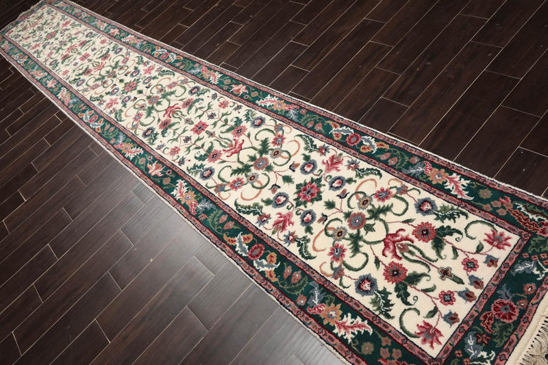 2'7" x 16' Runner Hand Knotted 100% Wool Traditional Oriental Area Rug Cream