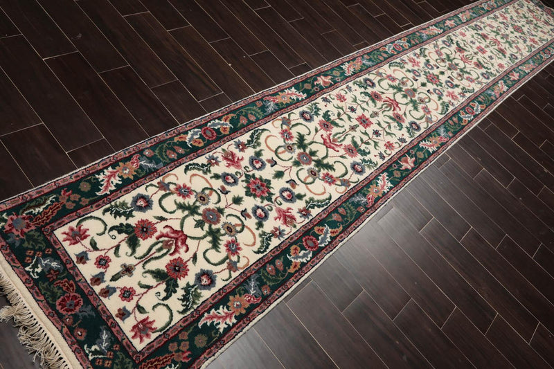 2'7" x 16' Runner Hand Knotted 100% Wool Traditional Oriental Area Rug Cream