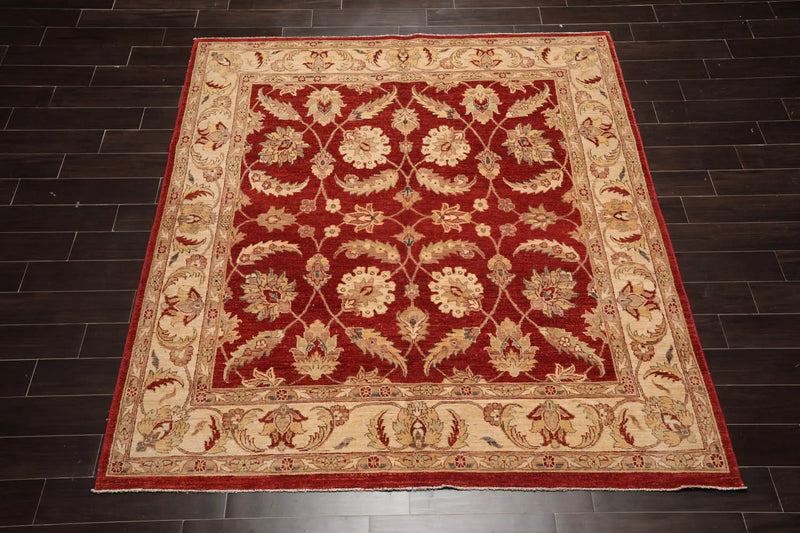 6x9 Rust, Beige Hand Knotted Persian 100% Wool Chobi Peshawar Traditional  Oriental Area Rug