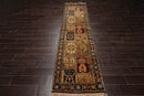 2'7" x 9'6" Runner Hand Knotted 100% Wool Multi Panel Oriental Area Rug Navy