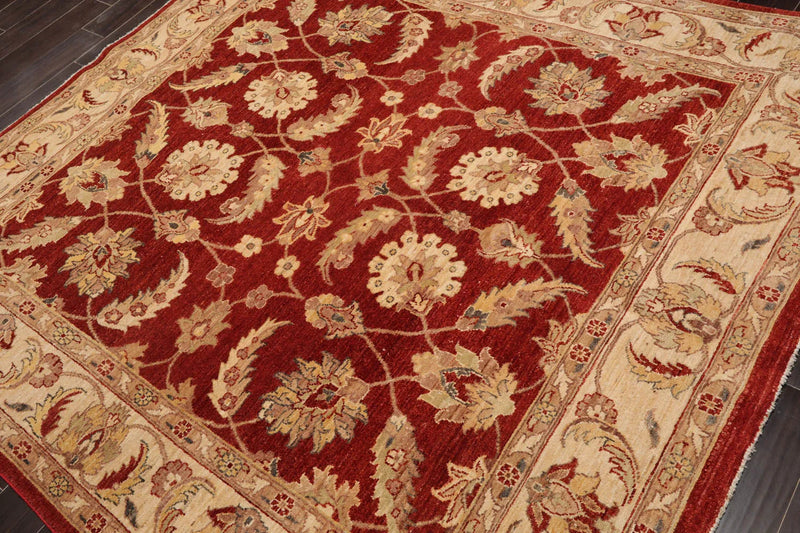 6x9 Rust, Beige Hand Knotted Persian 100% Wool Chobi Peshawar Traditional  Oriental Area Rug