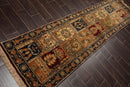 2'7" x 9'6" Runner Hand Knotted 100% Wool Multi Panel Oriental Area Rug Navy