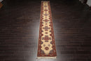 2'7" x 17'9" Palace Hand Knotted Wool Romanian Bidjaar Oriental Area Rug Ivory