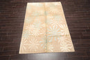 6' x 9' Hand Knotted Wool & Silk Tibetan Oriental Area Rug Contemporary Beige