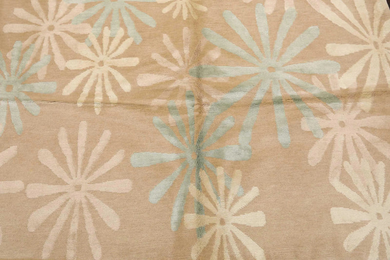 6' x 9' Hand Knotted Wool & Silk Tibetan Oriental Area Rug Contemporary Beige