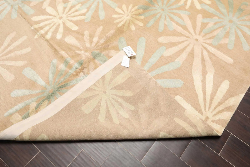 6' x 9' Hand Knotted Wool & Silk Tibetan Oriental Area Rug Contemporary Beige