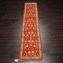 2'6''x12'7'' Red, Beige Hand Knotted 100% Wool Chobi Peshawar Traditional Oriental Area Rug Runner
