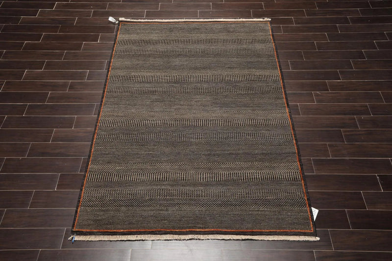 5'6''x 8'6'' Hand Knotted 100% Wool Traditional Oriental Area Rug Charcoal