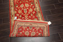 2'6''x12'7'' Red, Beige Hand Knotted 100% Wool Chobi Peshawar Traditional Oriental Area Rug Runner