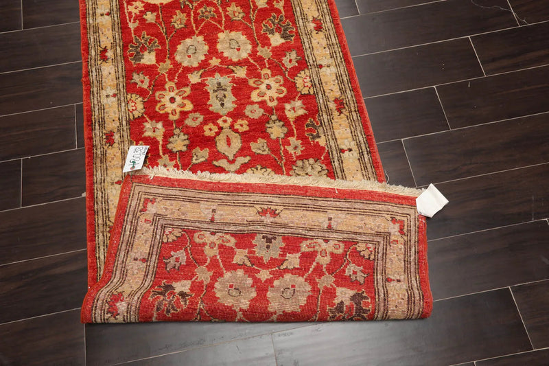 2'6''x12'7'' Red, Beige Hand Knotted 100% Wool Chobi Peshawar Traditional Oriental Area Rug Runner