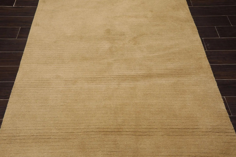 5' x 8' Hand Knotted Tibetan Wool Ribbed Modern Area Rug Beige/Mustard