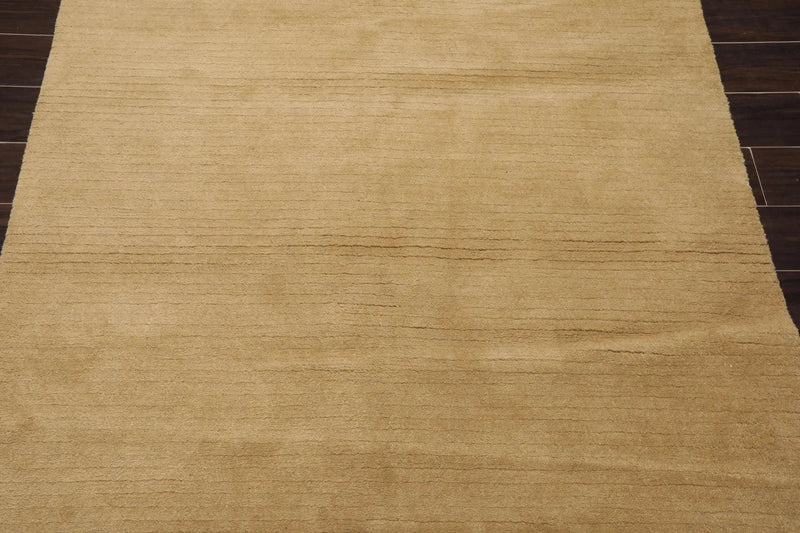 5' x 8' Hand Knotted Tibetan Wool Ribbed Modern Area Rug Beige/Mustard