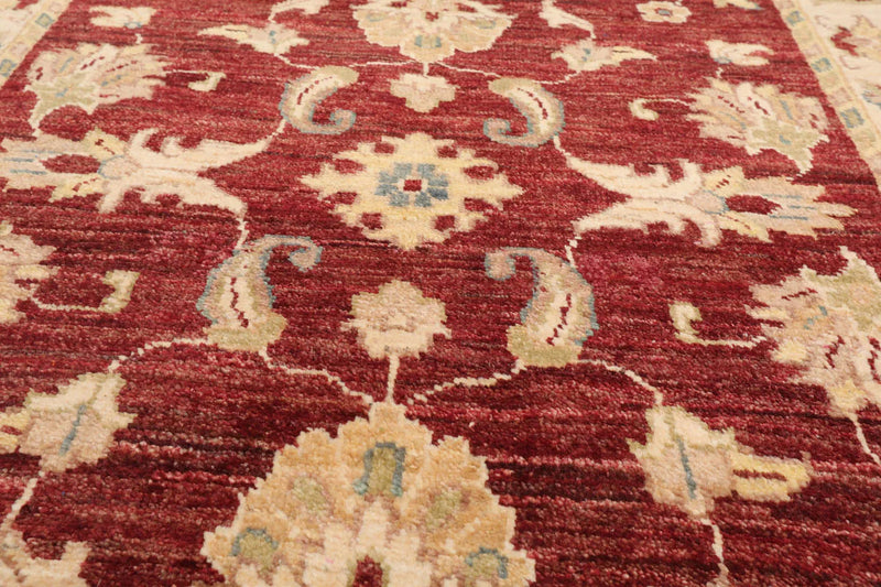 3'2''x5'1'' Chocolate, Beige Hand Knotted 100% Wool Chobi Peshawar Traditional Oriental Area Rug