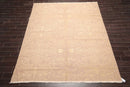 8' x 10' Hand Knotted Designer Flat & Cut Pile Tibetan Oriental Area Rug Light Brown, Light Gold