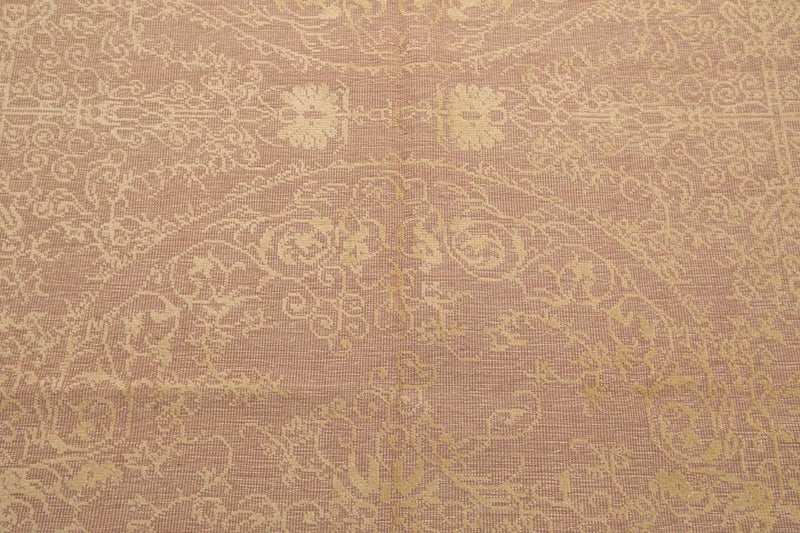 8' x 10' Hand Knotted Designer Flat & Cut Pile Tibetan Oriental Area Rug Light Brown, Light Gold