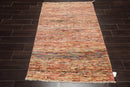 4'x5'11'' Beige, Blue Hand Knotted 100% Wool Peshawar Modern & Contemporary Oriental Area Rug
