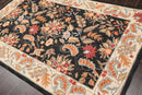 5'3'' x 8'3'' Handmade Hand Hooked 100% Wool Floral Area Rug Charcoal
