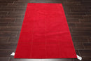 4' x 6' Hand Knotted 100% Wool Tibetan solid Squares 150 KPSI Area Rug Red