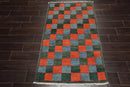 3'x4'7'' Orange, Blue Hand Knotted 100% Wool Peshawar Modern & Contemporary Oriental Area Rug