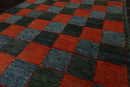 3'x4'7'' Orange, Blue Hand Knotted 100% Wool Peshawar Modern & Contemporary Oriental Area Rug