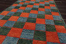 3'x4'7'' Orange, Blue Hand Knotted 100% Wool Peshawar Modern & Contemporary Oriental Area Rug