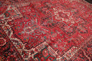 9'7'' x 13'5'' Antique Hand Knotted 100% Wool Herizz Oriental Area Rug Red