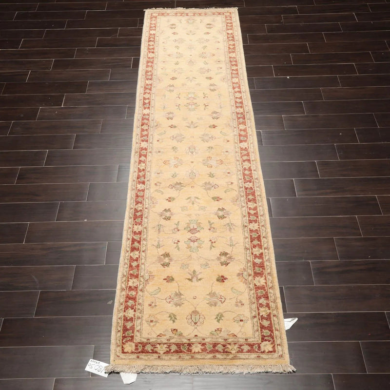 2'6''x10'6'' Beige, Rust Hand Knotted 100% Wool Chobi Peshawar Traditional Oriental Area Rug Runner