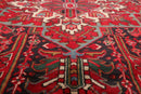 9'7'' x 13'5'' Antique Hand Knotted 100% Wool Herizz Oriental Area Rug Red